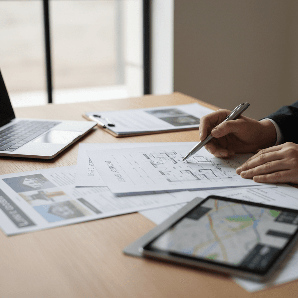 Real estate professional reviewing multifamily property details