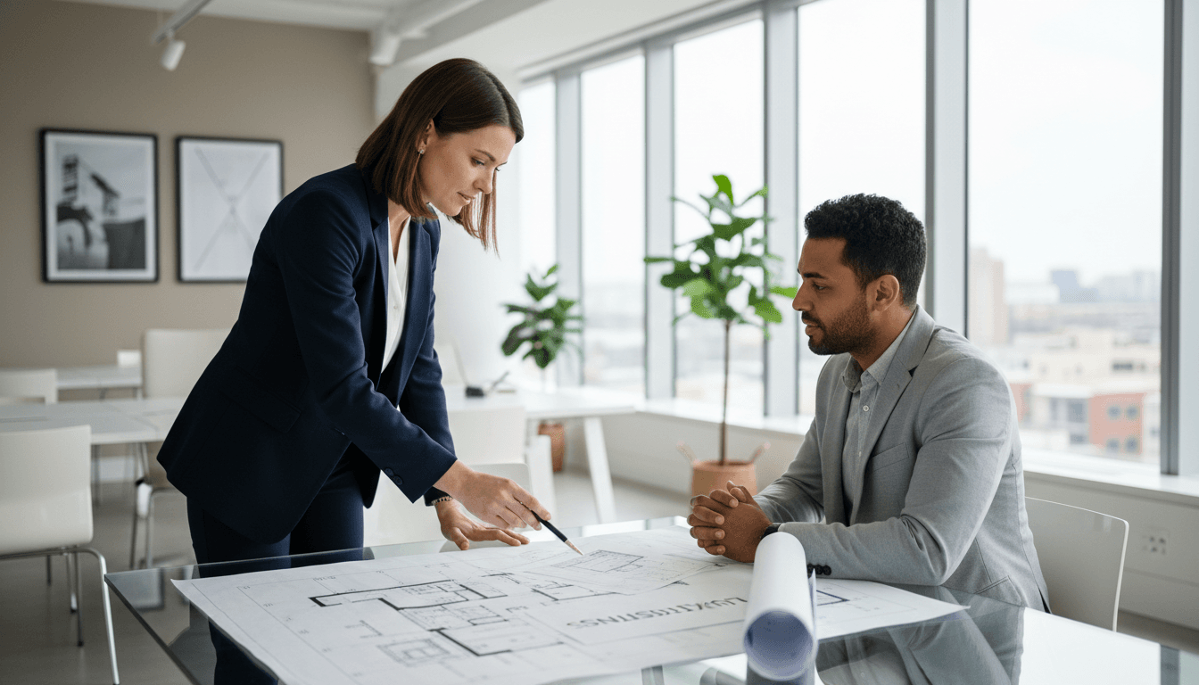 Professional consultation between real estate investor and property owner